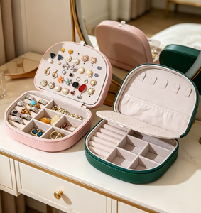 Boîte de rangement à bijoux multi-compartiments, petite boîte à accessoires compacte, organisateur anti-oxydation pour boucles d'oreilles et bagues - Product Image 6