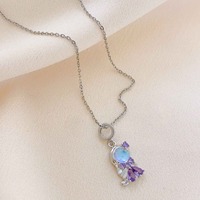 Collier créatif tendance à la mode, motif dessin animé, pour femme, exquis, adorable, style doux, pendentifs princesse en zircon, accessoires en gros