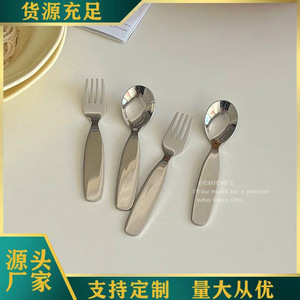 Cuchara y tenedor de acero inoxidable para niños, vajilla, cuchara y tenedor para bebés, cuchara para comer y beber, tenedor para frutas, cuchara pequeña, cuchara para postre - Product Image 1
