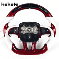 Accessoires de voiture pour Dodge Challenger Charger Custom White Perforated Leather LED Red Carbon Fiber Steering Wheel