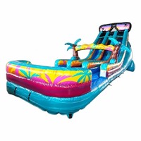 Tobogán Acuático Inflable de PVC de 18 pies GameWave de Doble Carril y Área de Juegos Acuáticos Comercial Híbrida