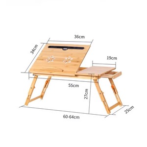 Foldable Bamboo Laptop <b>Desk</b> 55x34cm Natural Color Modern Style Portable For Bed Dormitory <b>Study</b> Writing Reading - Product Image 4