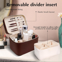 Trousse de Maquillage Coréenne Portable en PU Double Couche avec Poignée Télescopique, Grande Capacité, Fermeture Éclair et Compartiment Amovible