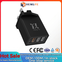 Adaptateur d'origine pour téléphone portable à charge super rapide AU UK Europe avec 4 prises 3 Usb a 1 Type c Charger