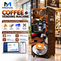 Mesin Penjual Kopi Otomatis dengan Kotak Lampu Iklan, Empat Wadah, Dispenser Gelas Otomatis, dan Berbagai Pilihan Pembayaran