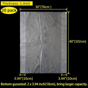 ถุงพลาสติกใสเบลินเลน 20 แพ็ค ขนาด 30 x 40 นิ้ว เกรดสำหรับอาหาร ใช้สำหรับเสื้อผ้า สินค้า และครัว - Product Image 2