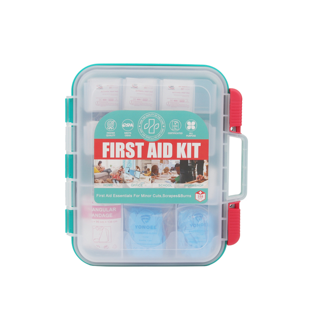 Compliant First Aid Kit Hard Red Case 326 Pcs Exceeds OSHA and ANSI Guidelines Office, Home, Car, School, Emergency, Survival