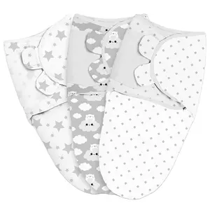 Sacos de dormir para bebés Caja de regalo de 3 piezas 100% algodón Baby Swaddle Wrap Baby Sleeping Bag