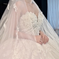 Robe de Mariée de Luxe en Fil Léger Perlé en Dentelle de Maille Italienne de Bonne Qualité, Robe de Bal de Mariage Élégante Coupe A-Line