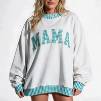 Sweater Wanita OEM Mock Neck Garment Dyed Color Block 100% Katun Fleece Oversized Pullover Jumper