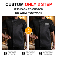 Vente en gros d'usine Uniformes de chef Logo personnalisé Vêtements de chef respirants Uniforme de chef d'hôtel-restauration à manches courtes pour hommes