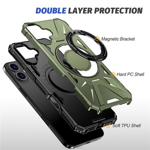 Coque de téléphone magnétique rotative antichoc avec support anneau, protection pour iPhone 17, 16, 15 Pro Max - Product Image 4