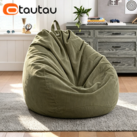 OTAUTAU Housse de canapé en velours côtelé, pouf, ottoman, grand pouf, sac de pouf, fauteuil inclinable, siège d'angle au sol, futon DD005