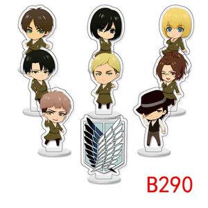 6CM 9 unids/set artesanías de plástico <span class=keywords><strong>Shingeki</strong></span> No Kyojin Mikasa Ackerman Rivaille accesorios figura acrílico Anime soporte placa - Product Image 4