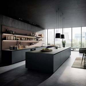 Proveedor de Gabinetes de Cocina Ofrece Isla de Cocina Modular Moderna de Madera Contrachapada Laminada con Fregadero, Encimera de Mármol, Grifo de <span class=keywords><strong>Resina</strong></span> y Cajones - Product Image 6