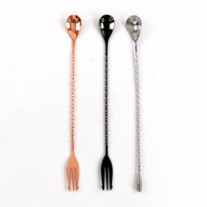 Multifungsi grosir baja tahan karat pencampur batang berkepala ganda sendok garpu dengan pegangan ergonomis panjang - Product Image 1