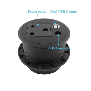 Enchufe de Extensión Redondo para Escritorio de Sudáfrica, 1 Tomacorriente de CA, 1 Puerto LAN, Regleta de Alimentación Empotrada para <span class=keywords><strong>Muebles</strong></span> - Product Image 2
