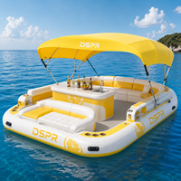 Île flottante gonflable pour parc aquatique avec logo personnalisé, dimensions ajustables et anneaux d'ancrage pour utilisation en location pour marinas, yachts et fêtes