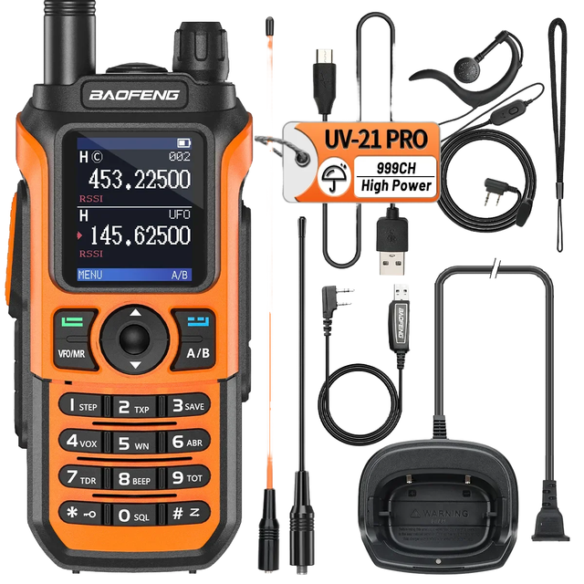 Baofeng Long Range Radio UV-21R Two Way Radio for Adults 5RM Rechargeable Walkie Talkies with NOAA Weather VOX 999 Channels