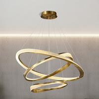 Lustre LED moderne doré en métal avec télécommande pour salle à manger, îlot de cuisine, villa, salon - Vente en gros OEM