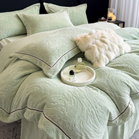 Parure de lit de luxe en flanelle texturée avec passepoil, couvre-lit épais en velours de lait doux pour la peau, vente en gros
