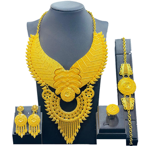 24K Vergoldete Feine Indische Braut-Hochzeits-Schmucksets Dubai Schmuck <span class=keywords><strong>Saudi</strong></span>-Armband Lange Quastenkette - Product Image 1