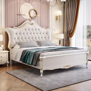 Lit double en bois massif sculpté <span class=keywords><strong>Palais</strong></span> de luxe européen léger Chambre à coucher Lit de princesse européen doux Lit de mariage king size - Product Image 4