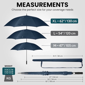 Golf <strong>Umbrella</strong> Windproof Heavy Duty Automatic Open UV Protection Water <strong>Repellent</strong> Double Canopy <strong>Umbrella</strong> with Logo - Product Image 3