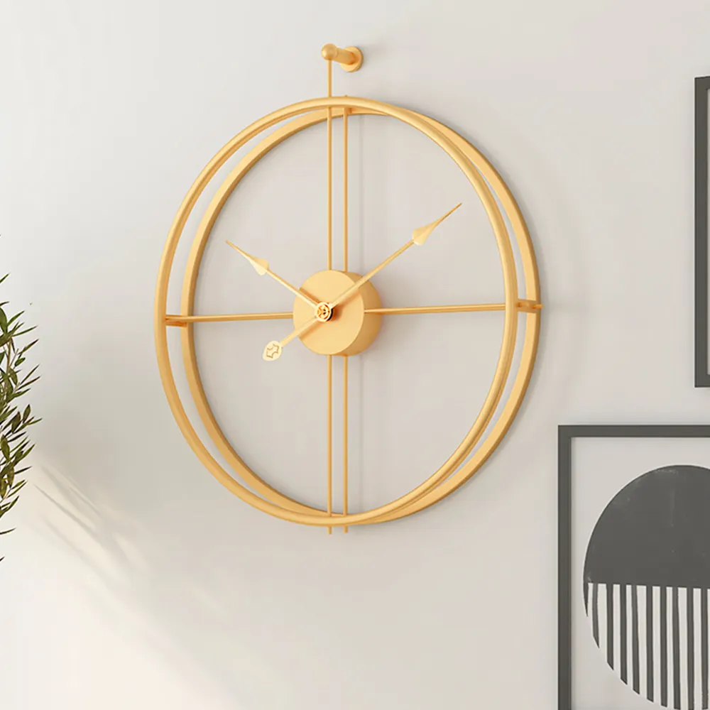 Factory oval modern golden decorative metal wall clock for home decor