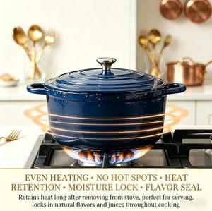 Smooth Enamel Glaze Cast Iron Cookware <b>Set</b> Practical <b>Pots</b> and Pans Collection for Modern Indoor Kitchen Cooking Scenes - Product Image 3