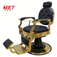 Fauteuil de Barbier Hydraulique de Luxe Rétro Meientai pour Salon de Coiffure, Inclinable, pour Coupe de Cheveux, Toilettage et Massage, en Cuir