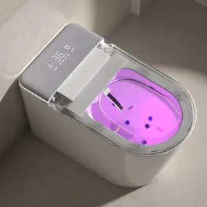 Eenvoudig Ontwerp Elektrische Langwerpige Vorm Vloer Gemonteerde Automatische Inodoro Badkamer Keramische Intelligente Slimme Toiletcommode