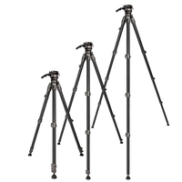 Manizek TE485 Trépied vidéo professionnel en fibre de carbone robuste Kit de trépied durable et de haute qualité avec tête fluide