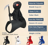 Costume d'Halloween pour chien Grim Reaper, tenue amusante de chevalier squelette en polyéthylène pour petits et moyens chiens