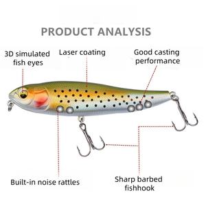 <span class=keywords><strong>Leurre</strong></span> flottant longue portée SNEDA 13,3g, type « Walk the Dog », <span class=keywords><strong>pour</strong></span> la pêche au Mahseer, au Barbel chinois et au Mandarin. - Product Image 3