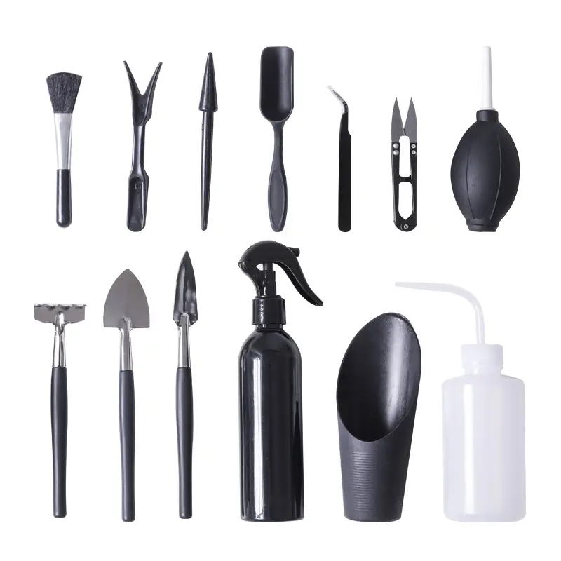 Succulent Tools 13 Pcs Mini Garden Tool Set with Plant Potting Tarp Mat and Storage Bag, for Indoor Outdoor Plant Care