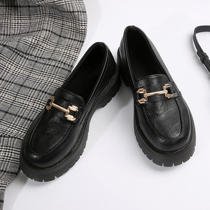 รองเท้าโลฟเฟอร์หนังแท้สไตล์อังกฤษสำหรับผู้หญิง ไซส์ใหญ่ พื้นหนา ใส่สบาย แบบสวม  ไซส์ 43 - Product Image 6