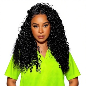 Extensions au crochet Water Deep Wave Jerry Curly 1b Feather Double Drawn, sans nœuds, pré-séparées, réutilisables pour tressage - Product Image 1