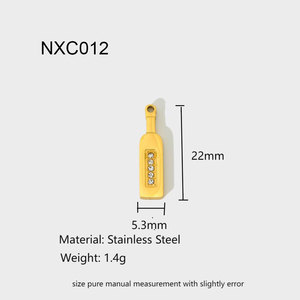 จี้กันน้ำแบบขายส่ง ชุบทอง 14k 18k สแตนเลส 316l รูปขวดเบียร์/ขวดเหล้า สำหรับทำสร้อยข้อมือ สร้อยคอ เครื่องประดับ - Product Image 4