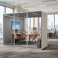 Grande cabine acoustique pour conférences, idéale pour les ateliers d'équipe et les réunions de projet dans les bureaux australiens, avec ventilation, LED, USB et verre