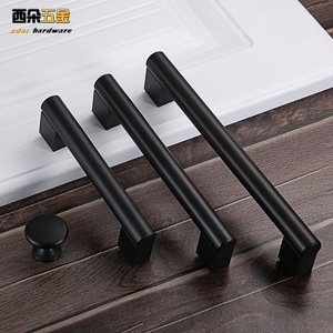 Xiduo Black Aluminum Alloy Cabinet Handles Bar Shape Matte Finish Minimalist Style For Cabinet Doors 96 128 160 192 224 - Product Image 1