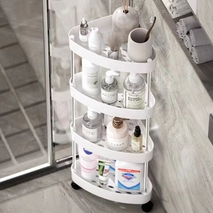 Étagère de rangement pour épices et légumes à 4 niveaux avec roulettes Supports de rangement amovibles en plastique pour toilettes - Product Image 5