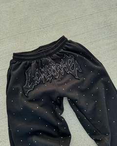 All'ingrosso personalizzato di alta qualità Streetwear cotone pietra lavato ricamo svasato strass <span class=keywords><strong>pantaloni</strong></span> della <span class=keywords><strong>tuta</strong></span> per gli uomini - Product Image 3