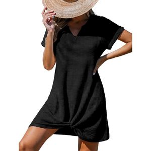 Nuevo Vestido de Playa con Cuello en V y Blusa Cruzada, Vestidos de Color Sólido para Mujer, Moda - Product Image 1