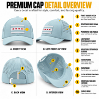 Casquette OEM ODM personnalisée en gros, découpée au laser, 6 panneaux, camouflage orange, performance, visière incurvée, respirante, avec patch en caoutchouc et fermeture strapback
