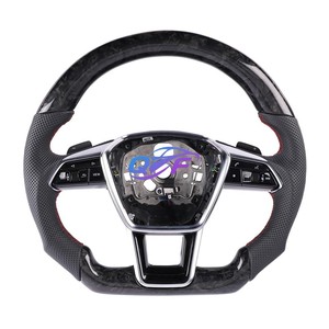 Volant de voiture en cuir et fibre de carbone, <span class=keywords><strong>prix</strong></span> de gros usine, pour <span class=keywords><strong>Audi</strong></span> A3 A4L A5 A6L A7 Q8 TT R8 - Product Image 3