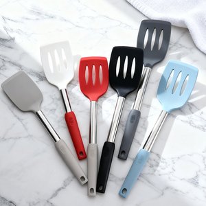 Bán Buôn 10 Pcs Không Dính Thân Thiện Với Môi Silicone Thép Không Gỉ Nấu Ăn Muỗng Chiên Thìa Không Gây Gậy Nhiệt Độ Cao - Product Image 2