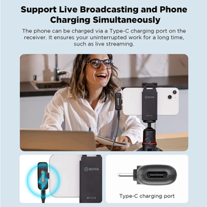 BOYA by WM3T2 Professional Wireless Lavalier <strong>Microphone</strong> Mini Lapel Mic 2.4GHz Dual Channel System for <strong>Vlogging</strong> iPhone <strong>Android</strong> - Product Image 6