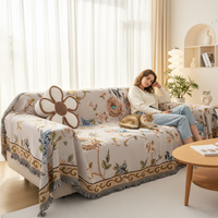 Housse de canapé épaisse en tissu à motif floral de style ethnique, couverture intégrale