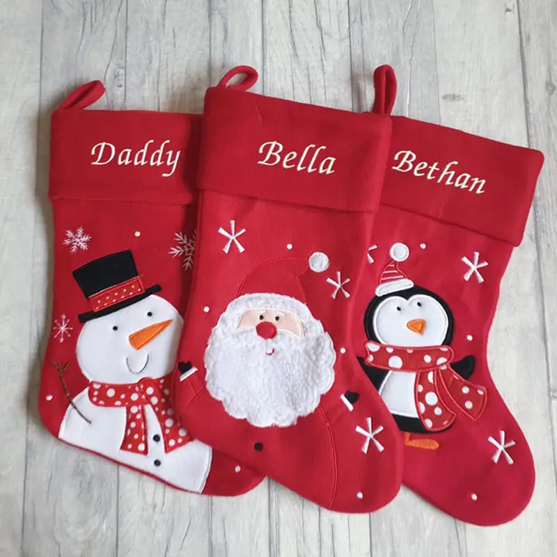 Calcetín navideño de lujo, calcetín navideño de Papá Noel, calcetín navideño personalizado 2023